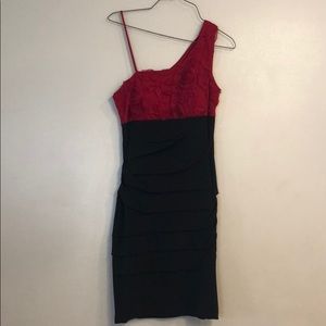 Red and Black Side strap dress